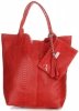 GEANȚĂ DIN PIELE shopper bag Genuine Leather roșu 777
